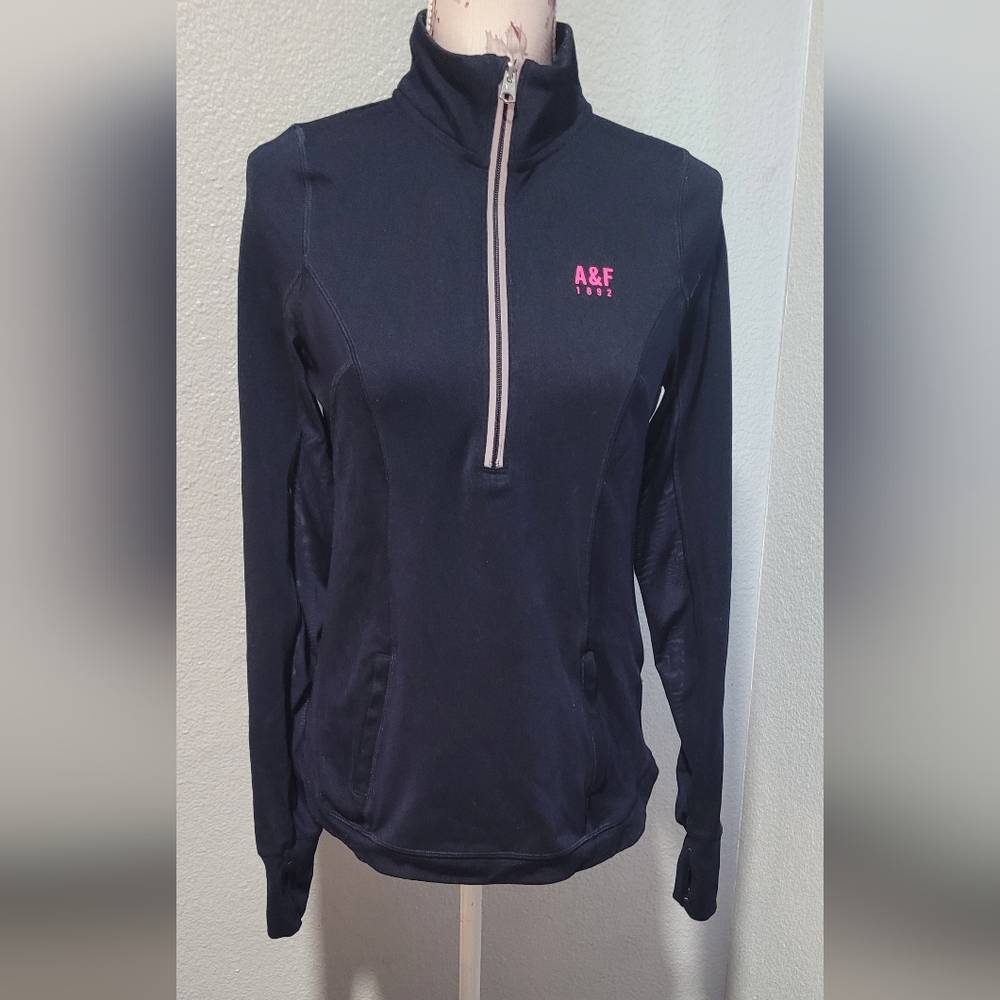 Abercrombie & Fitch Black Quarter-Zip Sweatshirt